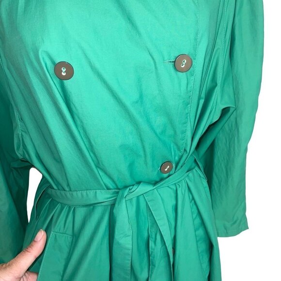 Finn Flare Trench Coat Womens Size 10 Vintage Lightweight Polyester Cotton Green - Picture 8 of 12